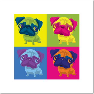 andy warhol style pug Posters and Art